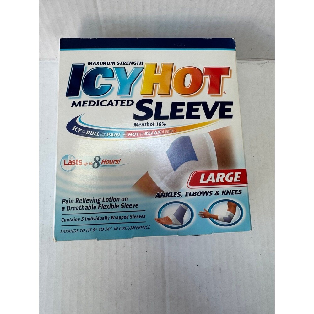 Icy Hot Maximum Strength Medicated Knee, Ankle, Elbow Sleeve Large 3 Count